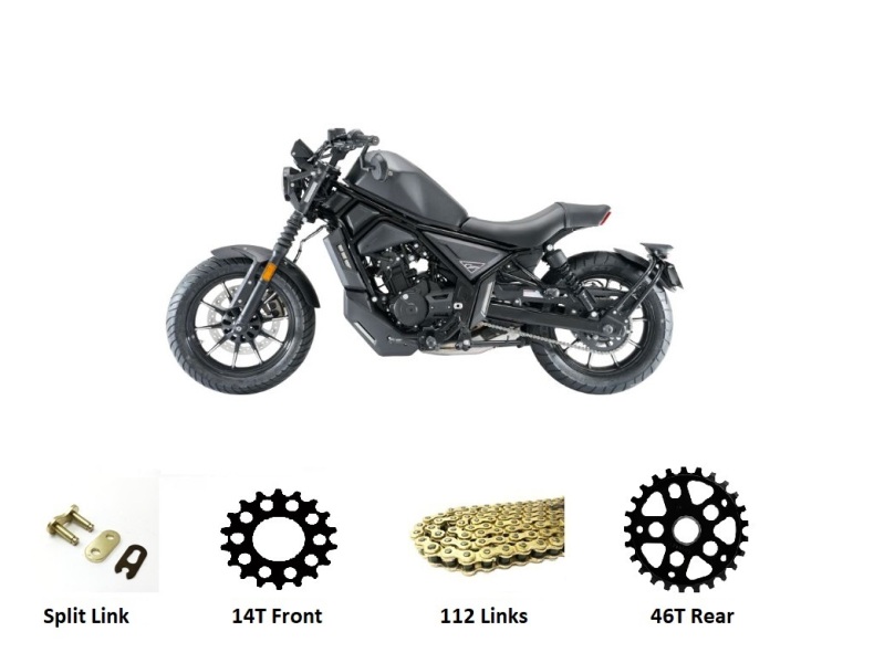 Zontes 125 C Heavy Duty Chain & Sprockets GOLD 2023 - 2025 models